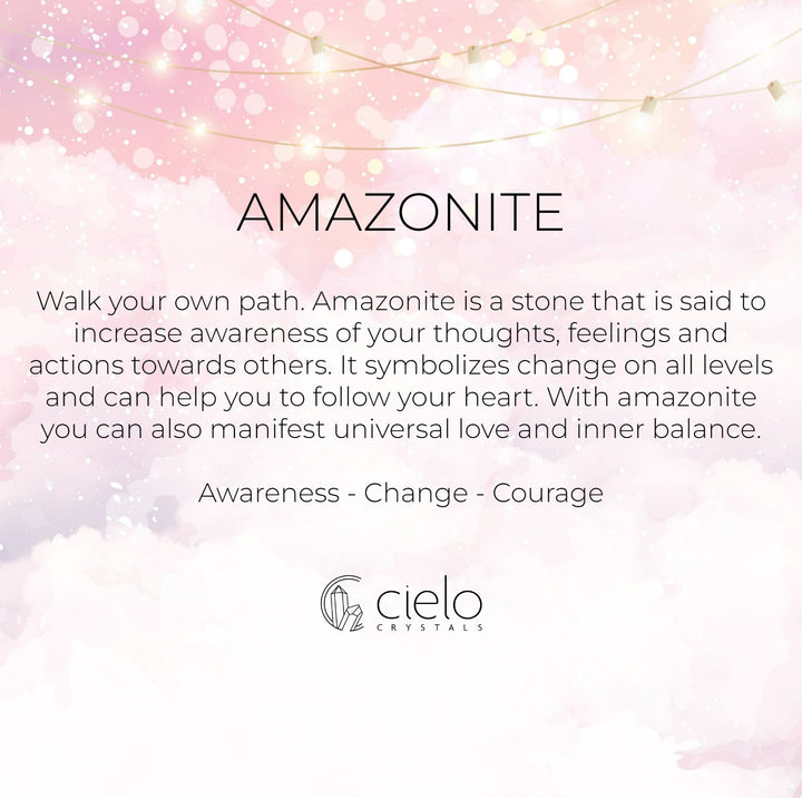 Amazonite information and meaning. Gemstone Amazonite stads for awareness, courage and change.