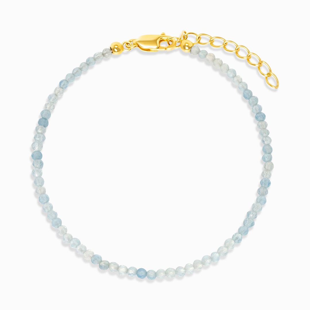  Bracelet with Aquamarine crystal beads in silver and gold. Crystal bracelet with Aquamarine, which is the birthstone of March.