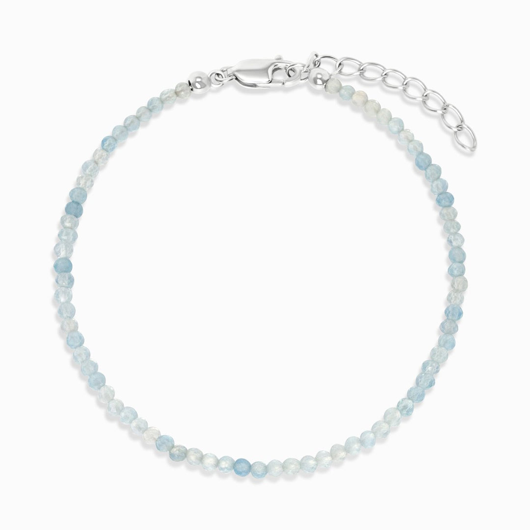  Bracelet with Aquamarine crystal beads in silver and gold. Crystal bracelet with Aquamarine, which is the birthstone of March.