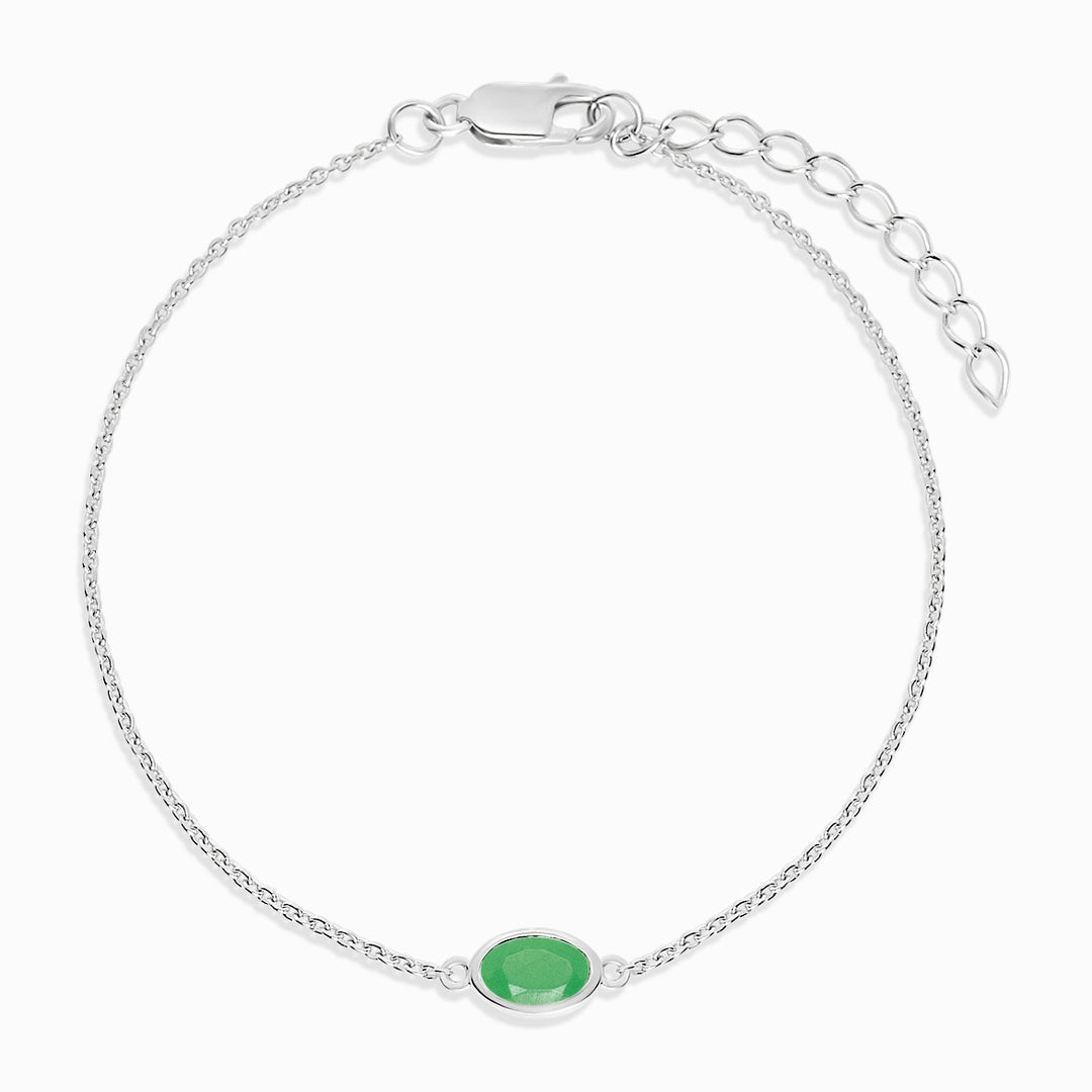 Bracelet with May birthstone Chrysoprase in silver. Crystal bracelet with real gemstone Chrysoprase which has a green color.