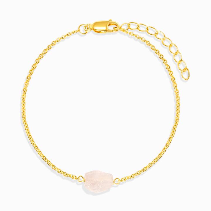 Bracelet Raw Mini Rose Quartz Gold