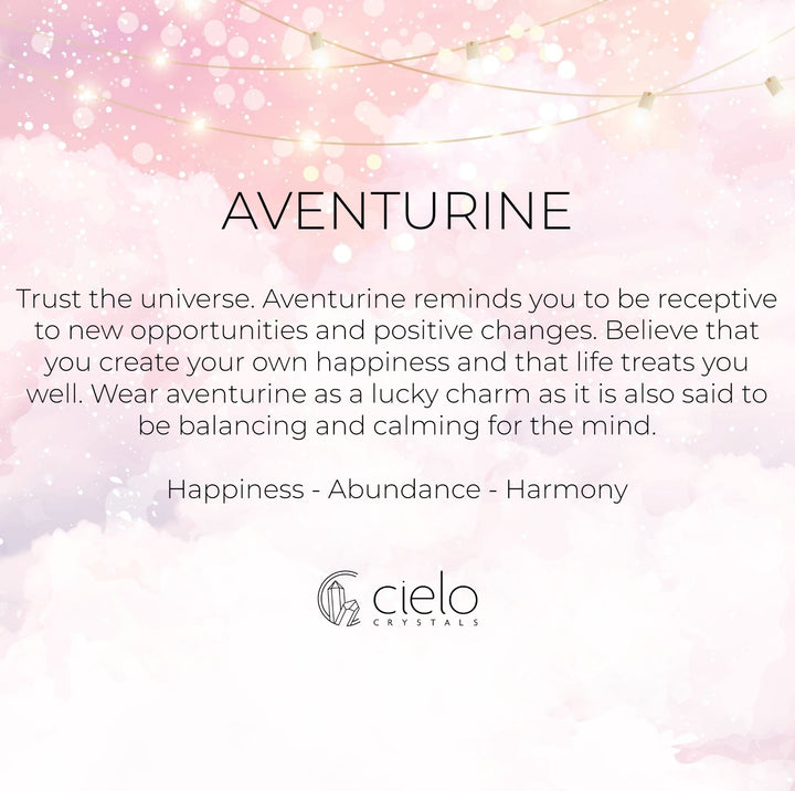 Aventurine information and meaning. Gemstone Aventurine is said to provide happiness and harmony.