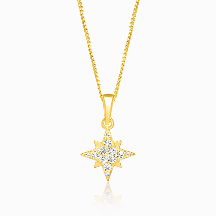 Pendant Star White Topaz Gold