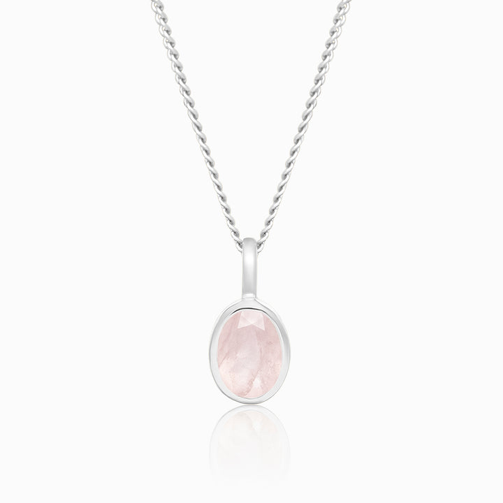 Birthstone Charm October Rose Quartz Silver