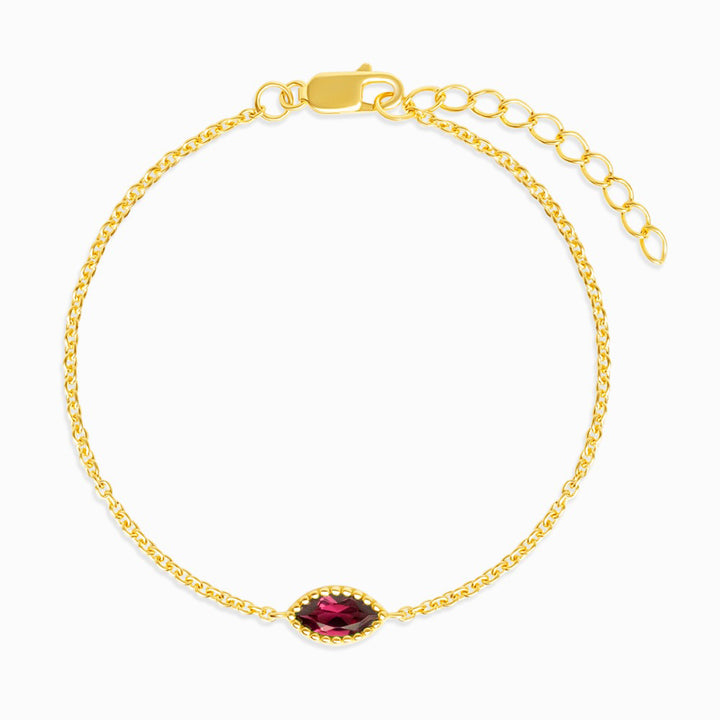 Bracelet Flora One Leaf Rhodolite Gold