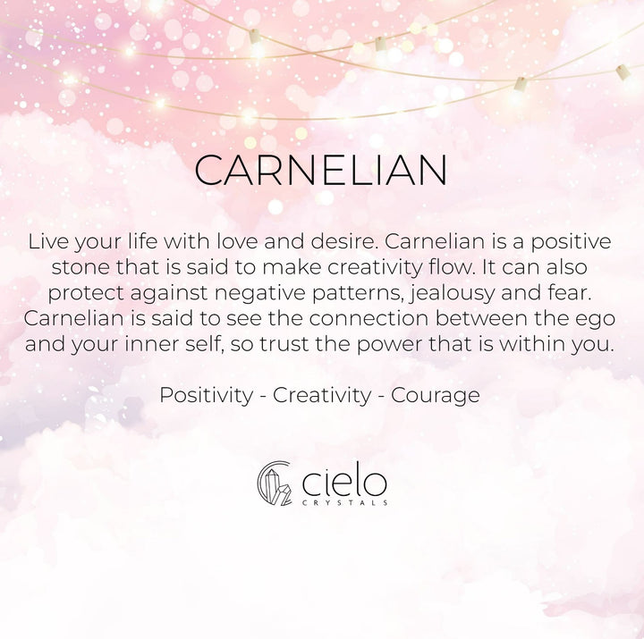 Carnelian information and meaning. Gemstone Carnelian is said to be a positive crystal that improves your creativity.