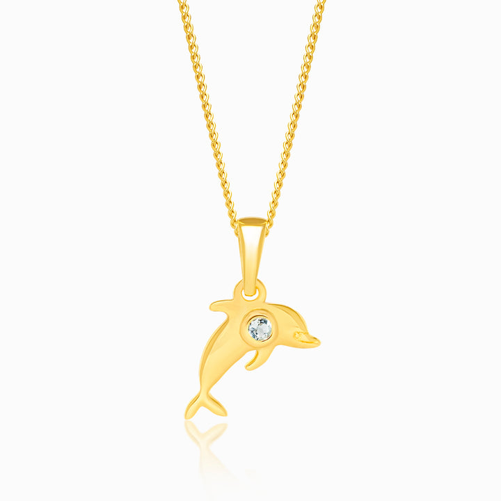Charm Dolphin Aquamarine Gold