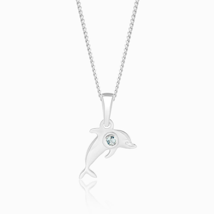 Charm Dolphin Aquamarine Silver