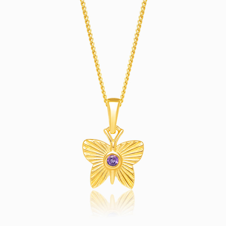 Charm Butterfly Amethyst Gold