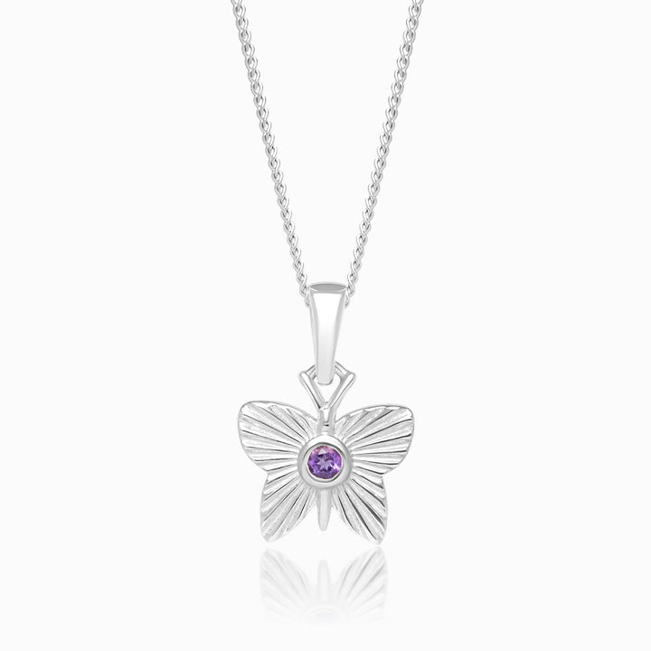 Charm Butterfly Amethyst Silver