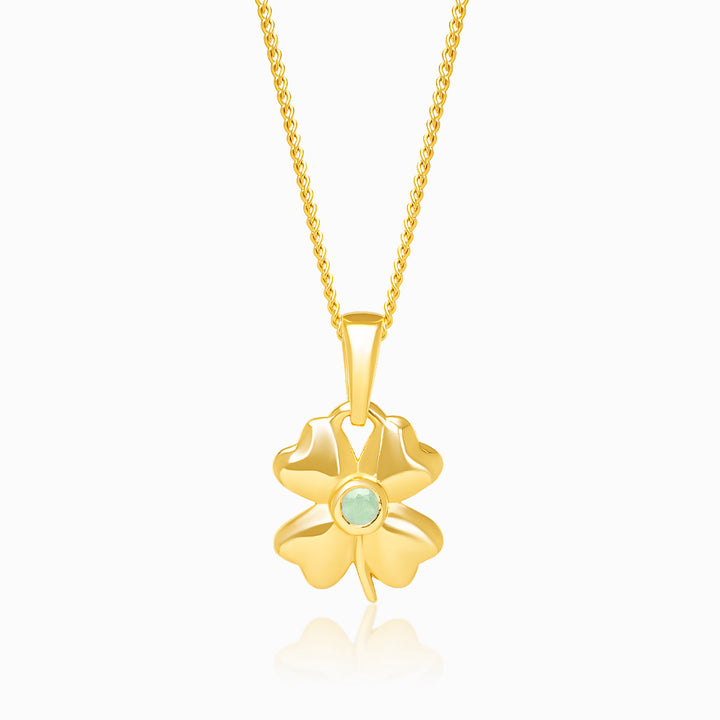 Charm Four-leaf Clover Chrysoprase Gold