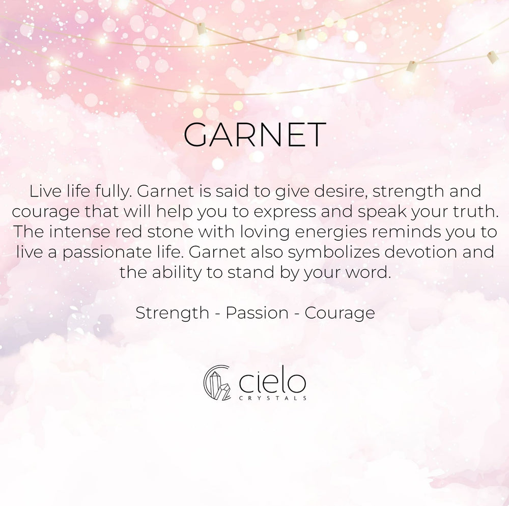 Garnet information and meaning. The crystal Garnet symbolizes devotion and the ability to stand by your word.