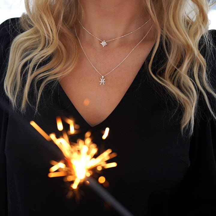 Necklace Star White Topaz Silver