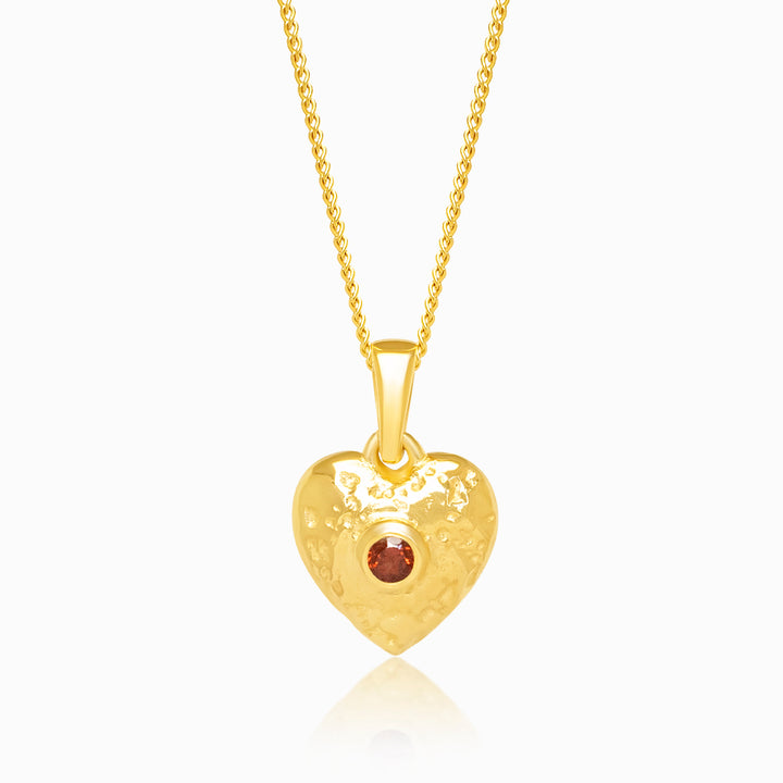 Charm Heart Garnet Gold