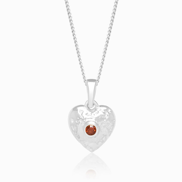 Charm Heart Garnet Silver