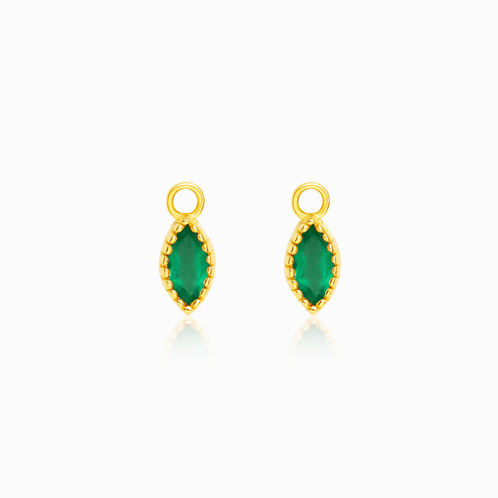 Hoop Charms Flora One Leaf Green Onyx Gold