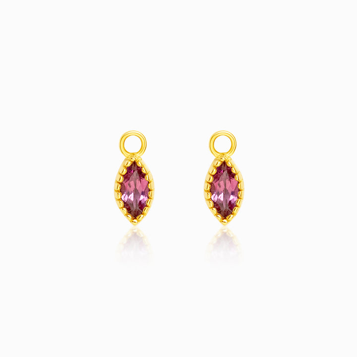 Hoop Charms Flora One Leaf Rhodolite Gold