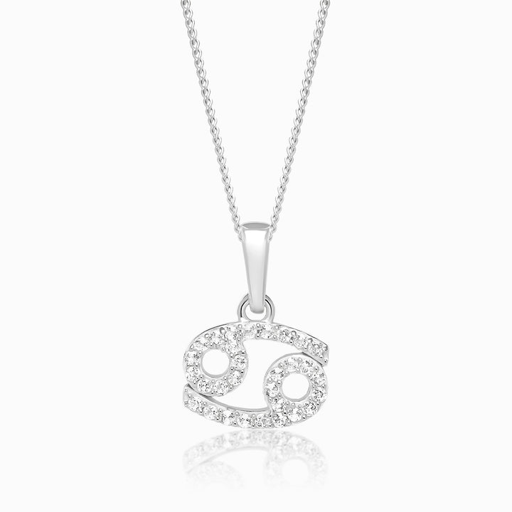 Pendant Cancer (Crab) White Topaz Silver