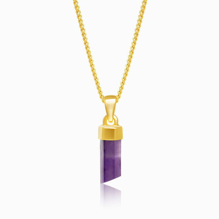 Crystal Point Pendant Medium Amethyst Gold