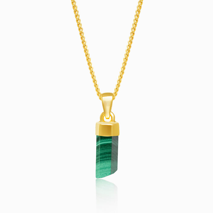 Crystal Point Pendant Medium Malachite Gold