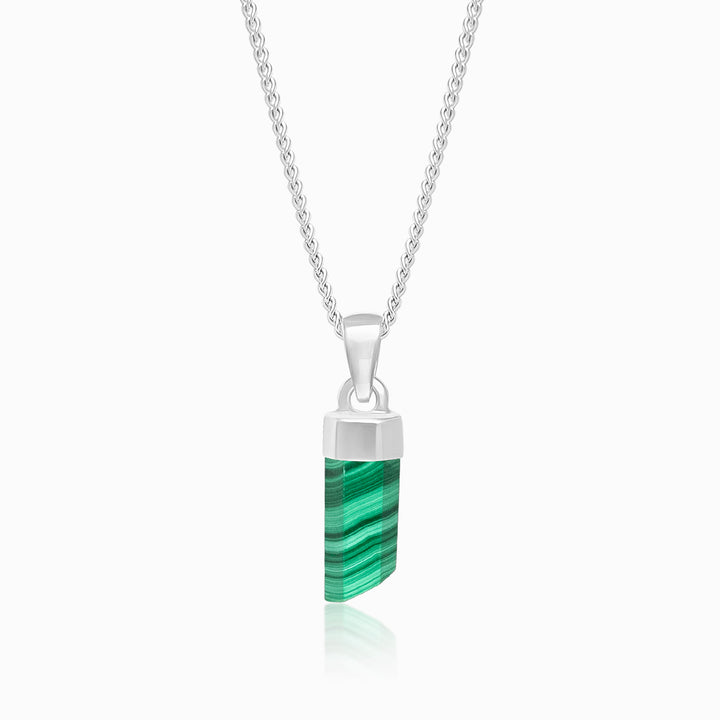 Crystal Point Pendant Medium Malachite Silver