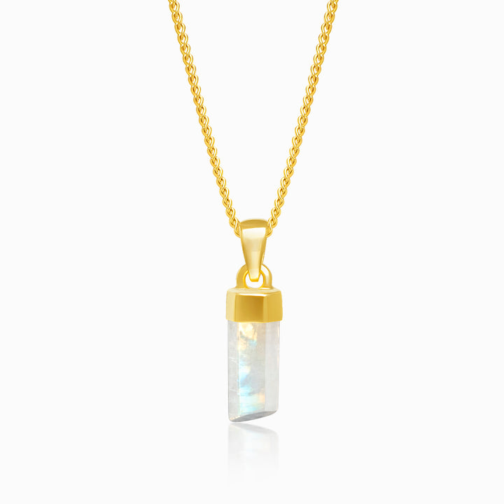 Crystal Point Pendant Medium Moonstone Gold