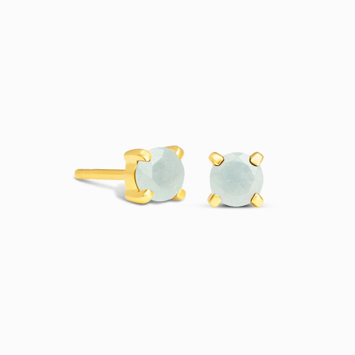 Crystal Studs Aquamarine Gold