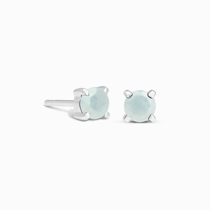 Crystal Studs Aquamarine Silver