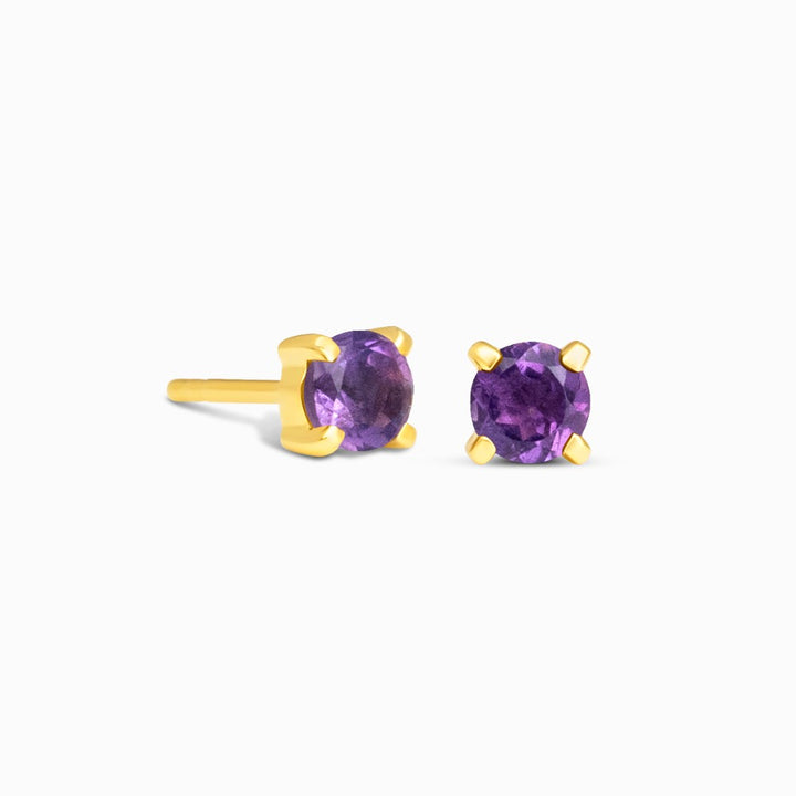 Crystal Studs Amethyst Gold