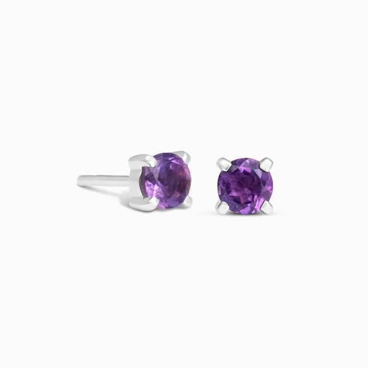 Crystal Studs Amethyst Silver