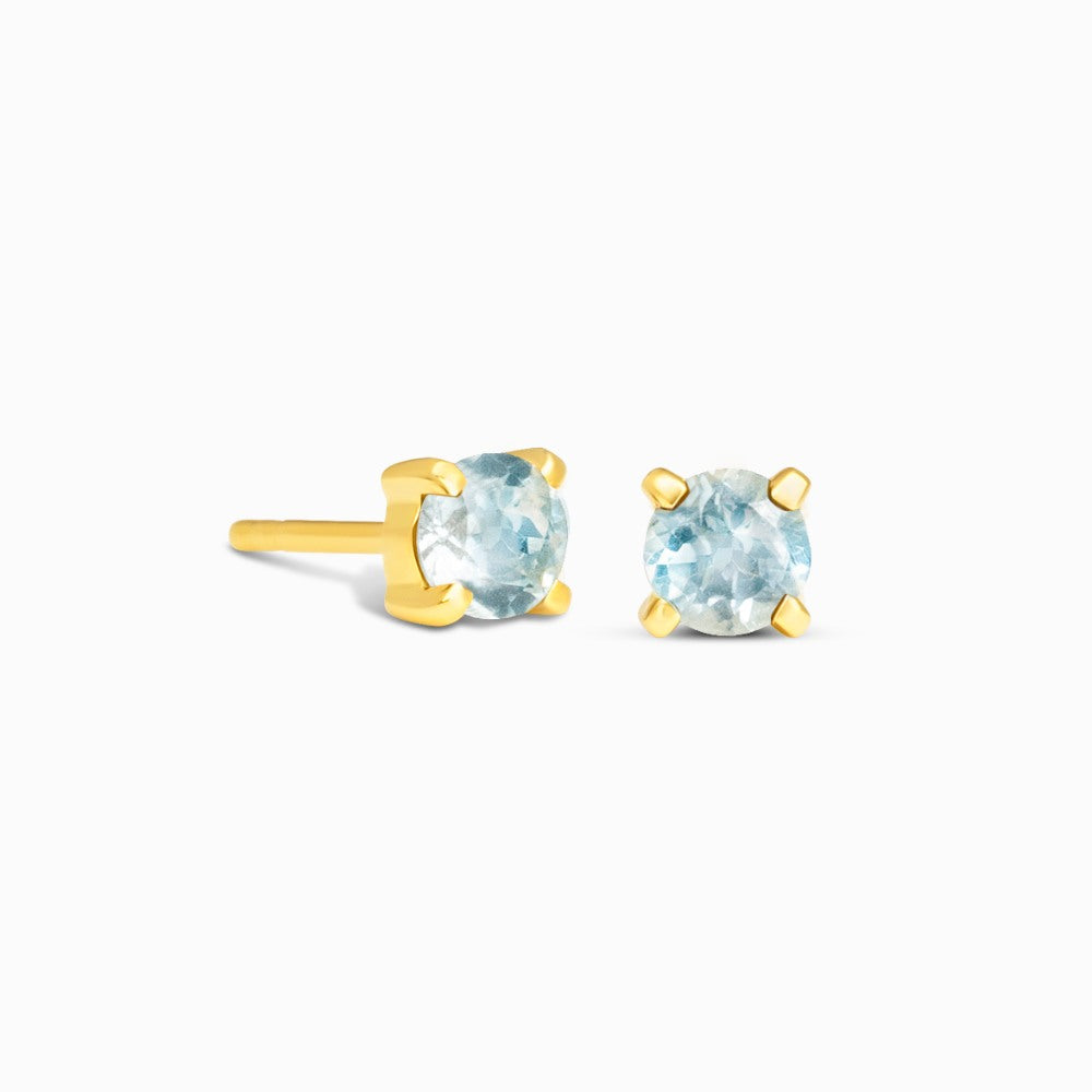 Crystal Studs Blue Topaz Gold