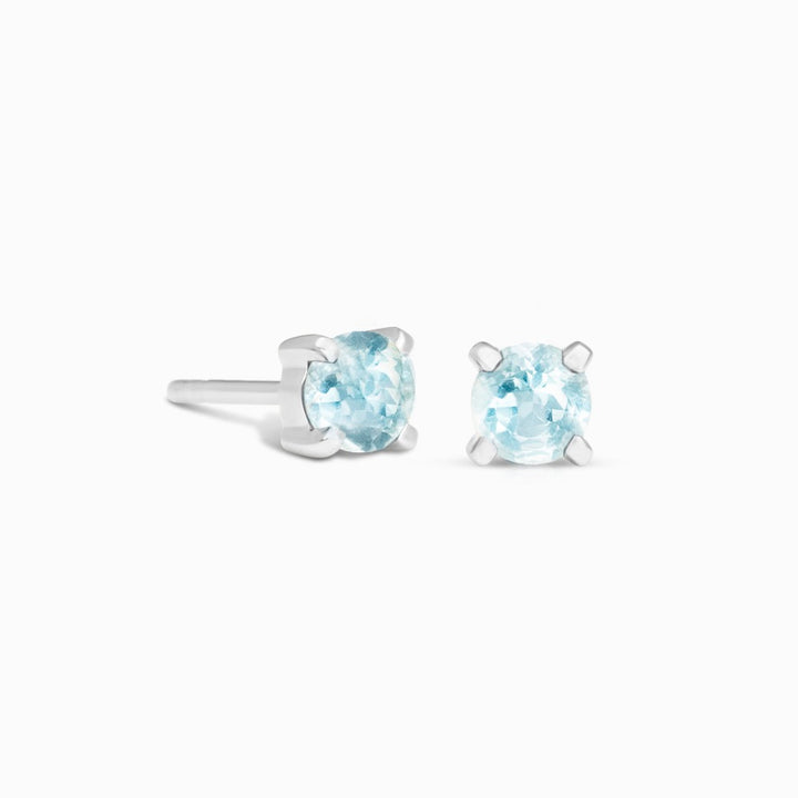 Crystal Studs Blue Topaz Silver