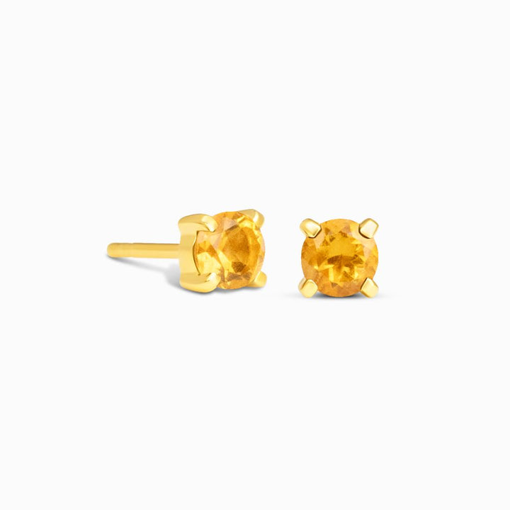 Crystal Studs Citrine Gold