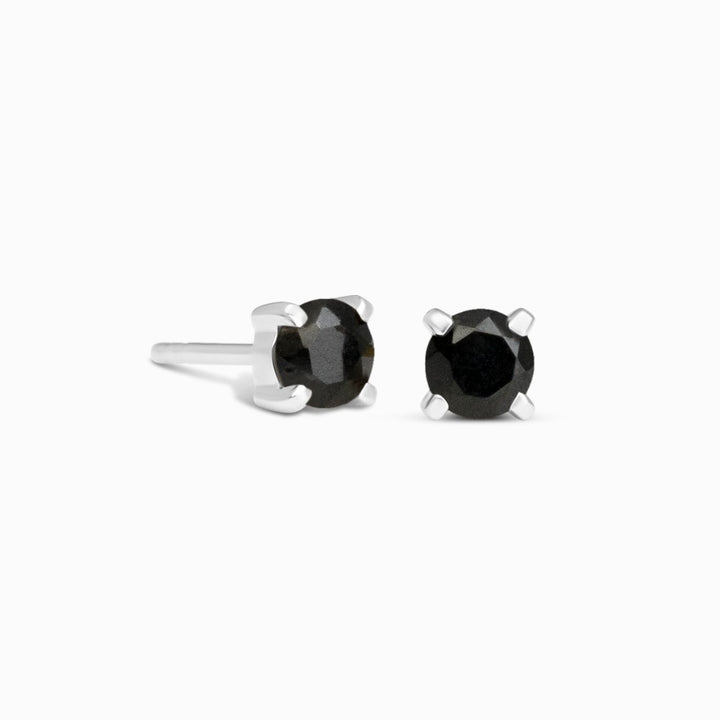 Crystal Studs Black Onyx Silver