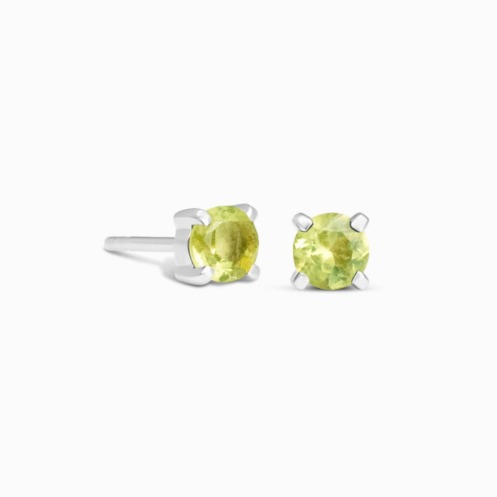 Crystal Studs Peridot Silver