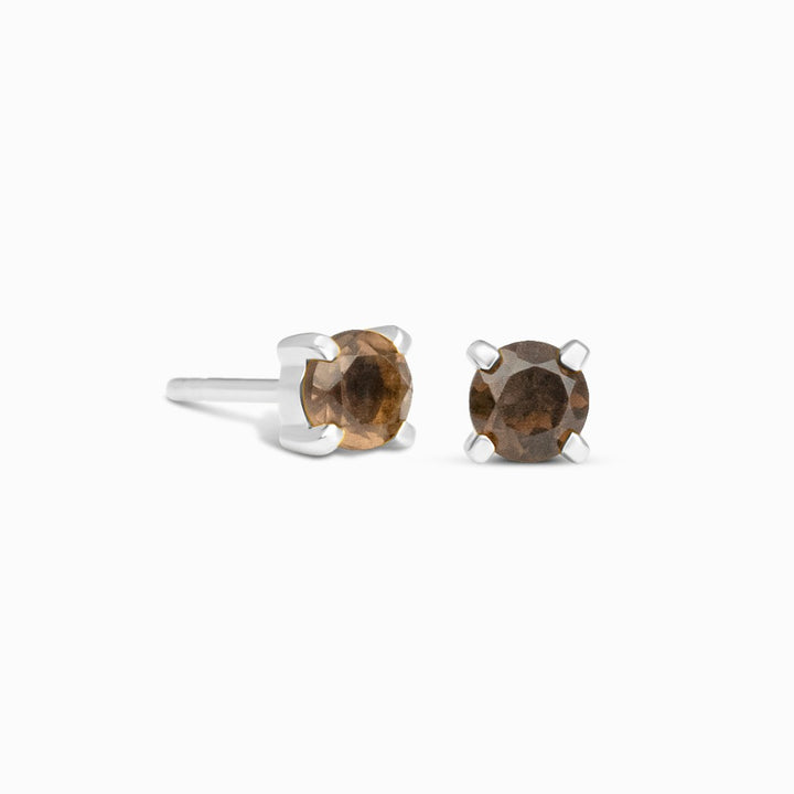 Crystal Studs Smoky Quartz Silver