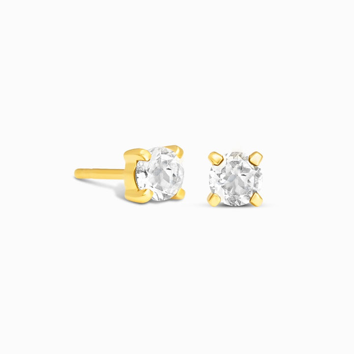 Crystal Studs White Topaz Gold