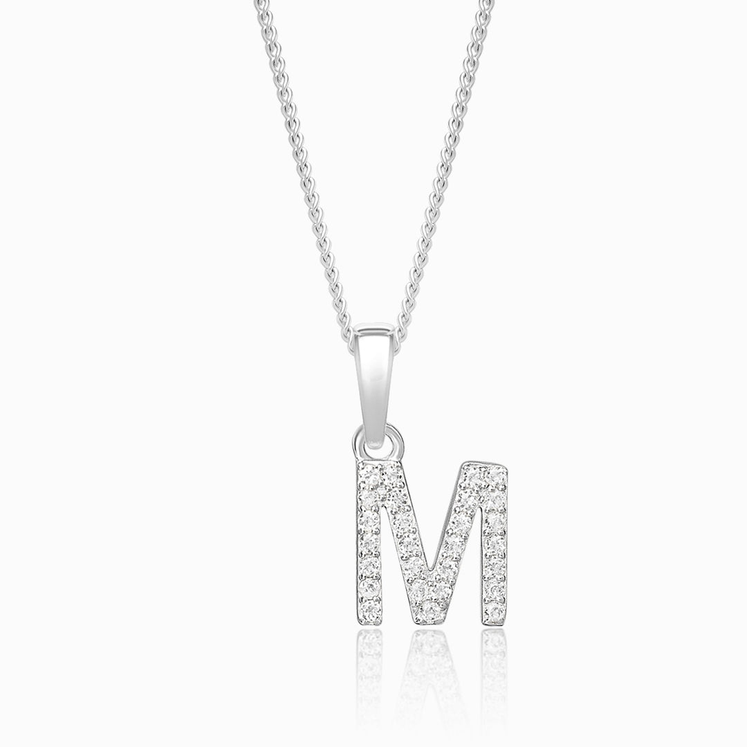 Charm Letter White Topaz Silver