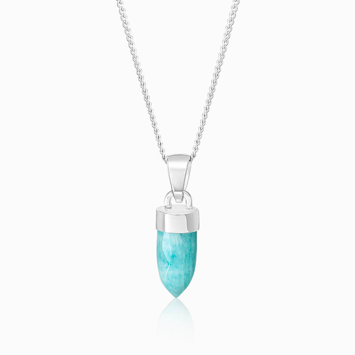 Crystal Point Pendant Mini Amazonite Silver