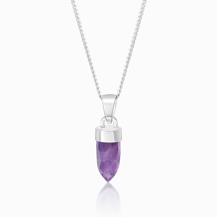 Crystal Point Pendant Mini Amethyst Silver