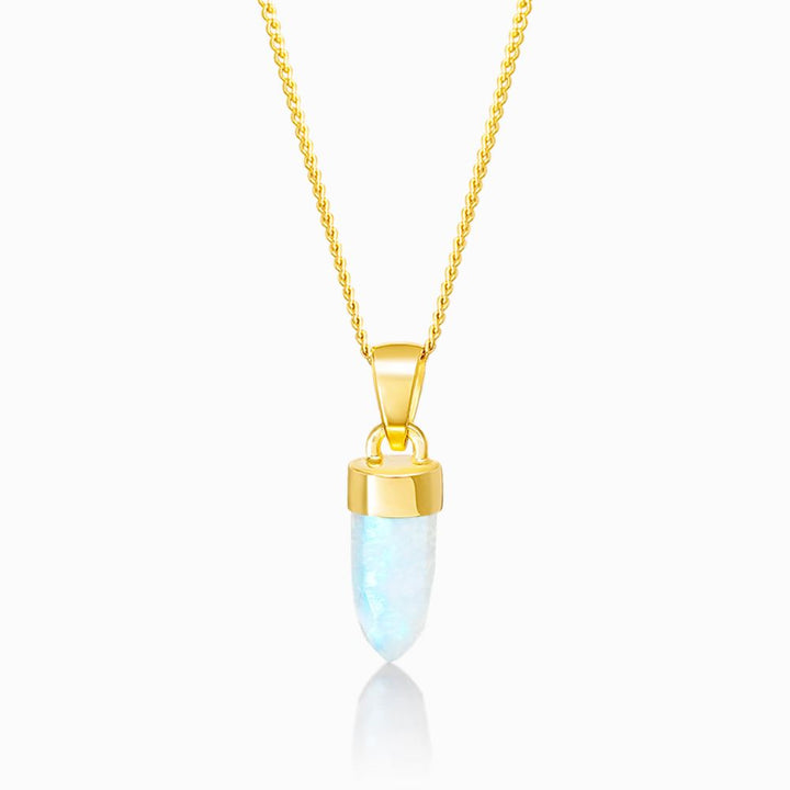 Crystal Point Pendant Mini Moonstone Gold