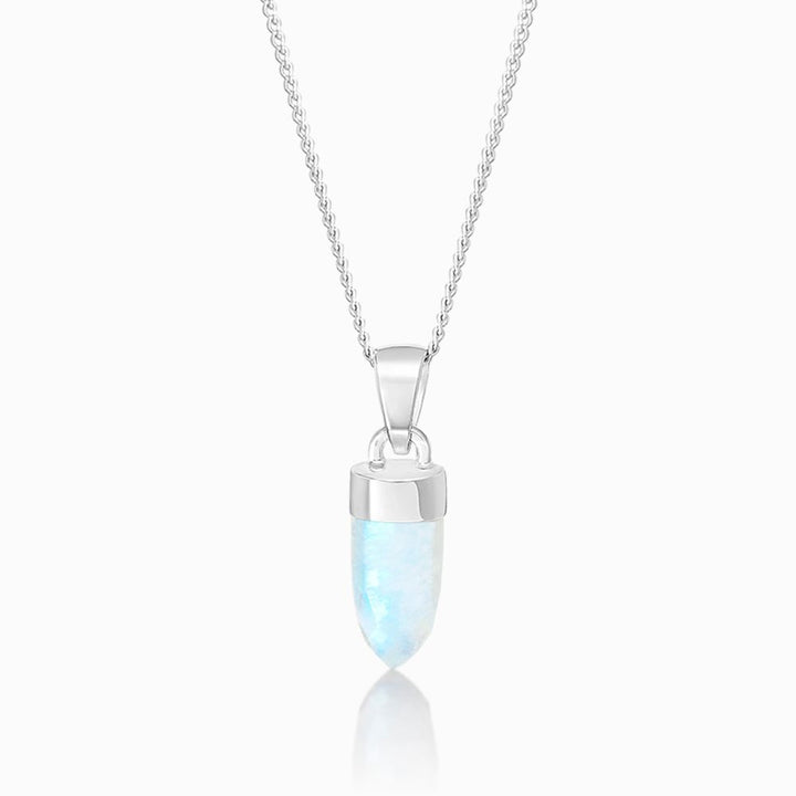 Crystal Point Pendant Mini Moonstone Silver