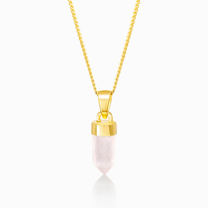 Crystal Point Pendant Mini Rose Quartz Gold