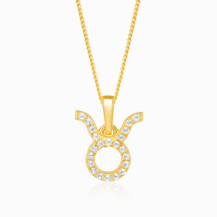 Pendant Taurus (Bull) White Topaz Gold