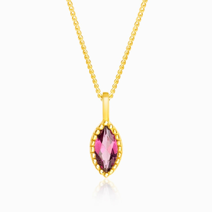 Pendant Flora One Leaf Rhodolite Gold