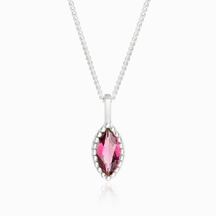 Pendant Flora One Leaf Rhodolite Silver