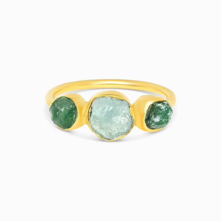 Ring Raw Aquamarine Aventurine Gold