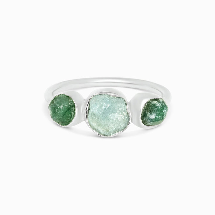 Ring Raw Aquamarine Aventurine Silver