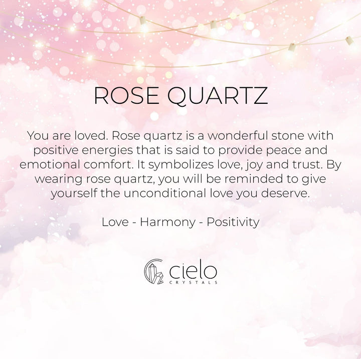 Rose Quartz energies. The pink gemstone stands for harmony and love.