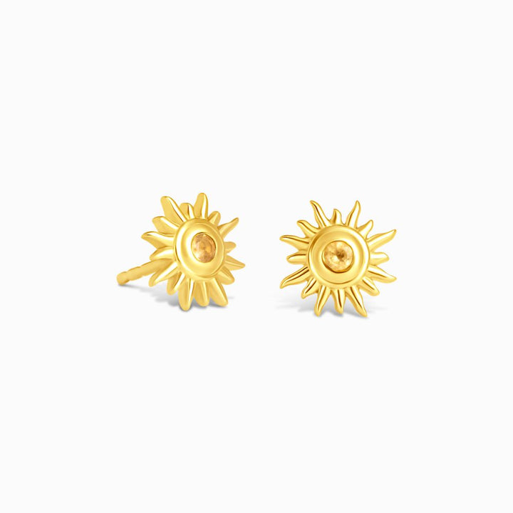 Studs Sun Citrine Gold